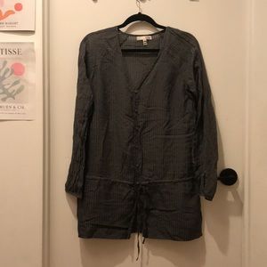 Joie California grey striped sheer button dress